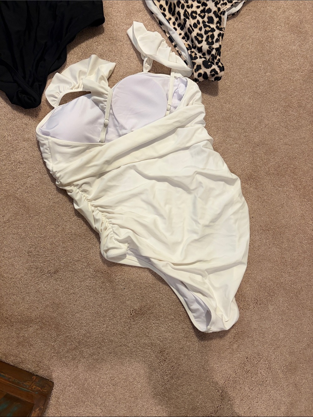 3 One-Piece Swimsuits Bundle — Black, White & Leopard - Picture 3 of 7